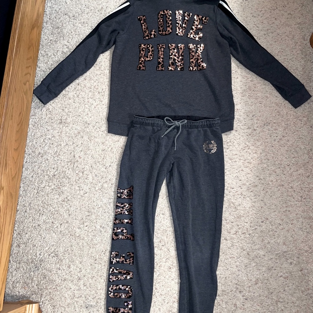 PINK VS SET leopard sequin set